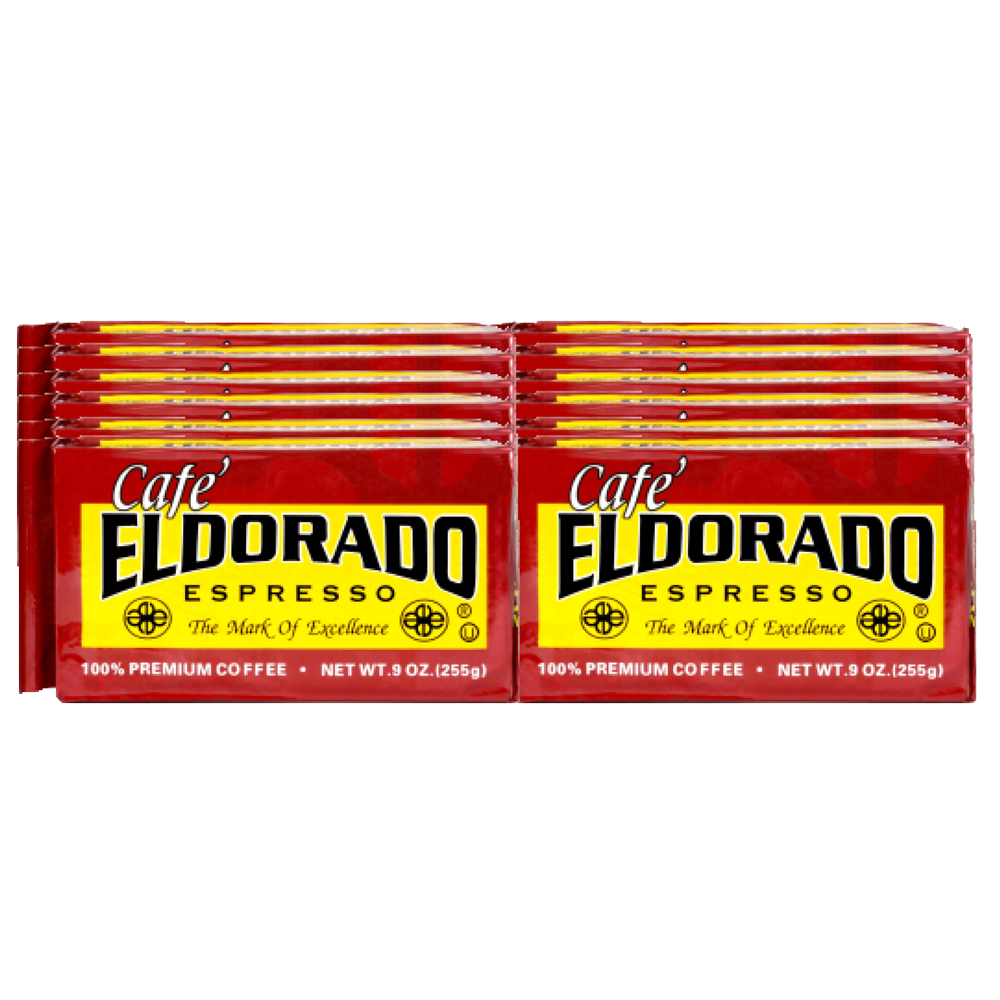 Espresso Ground Coffee - Café Eldorado 9 oz Brick (12-Pack) | Dark Roast Arabica Espresso