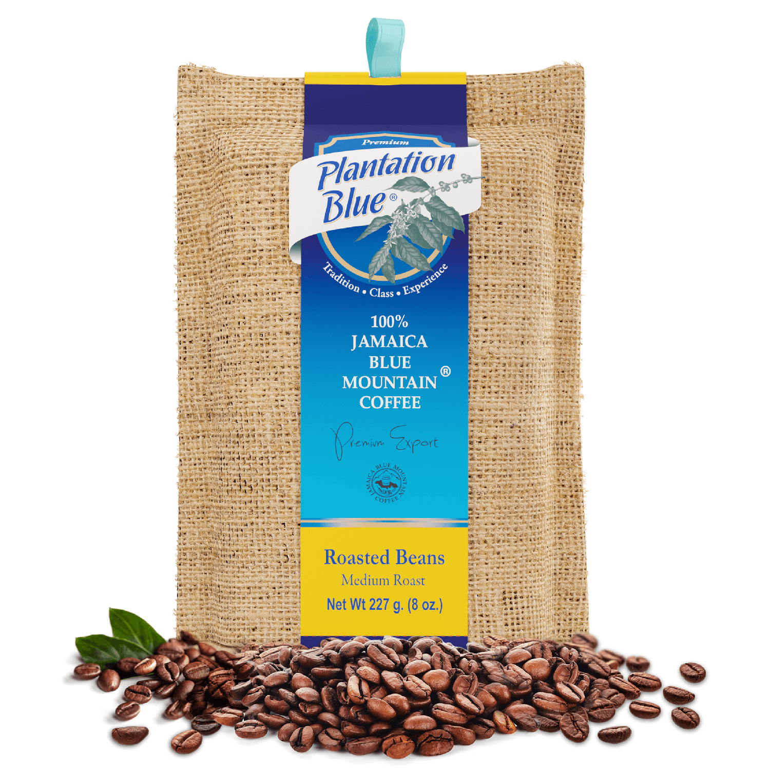 Plantation Blue 100% Jamaica Blue Mountain Premium Coffee (8oz - medium roasted whole beans)