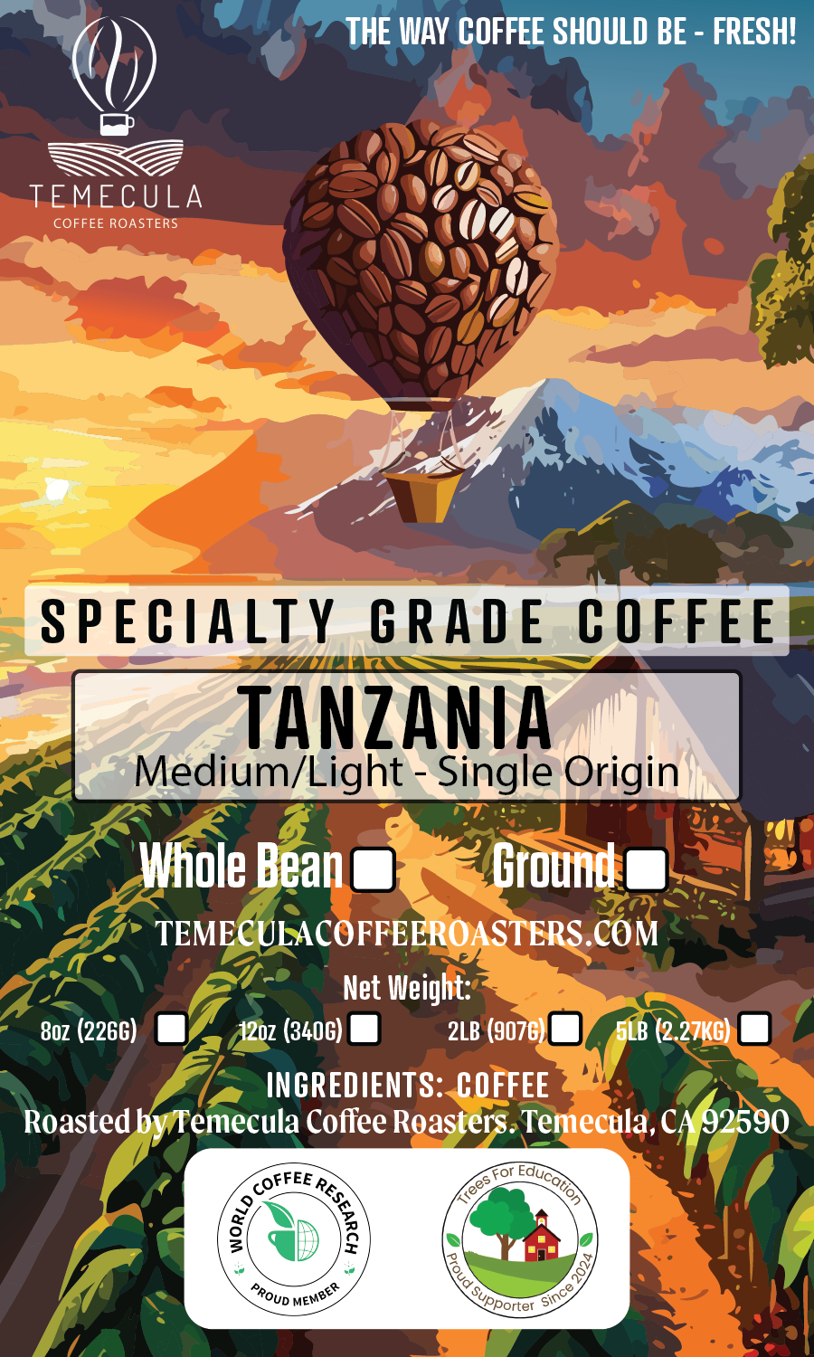 Tanzania - Medium/Light (Peaberry)