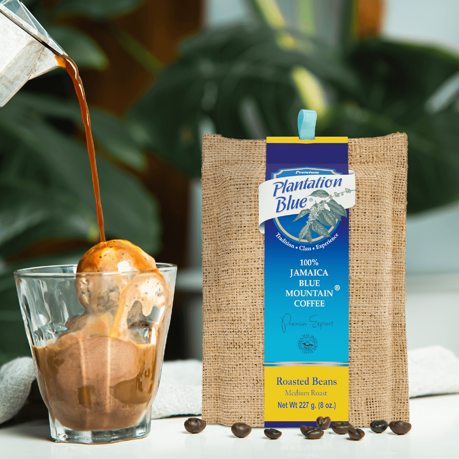 Plantation Blue 100% Jamaica Blue Mountain Premium Coffee (8oz - medium roasted whole beans)