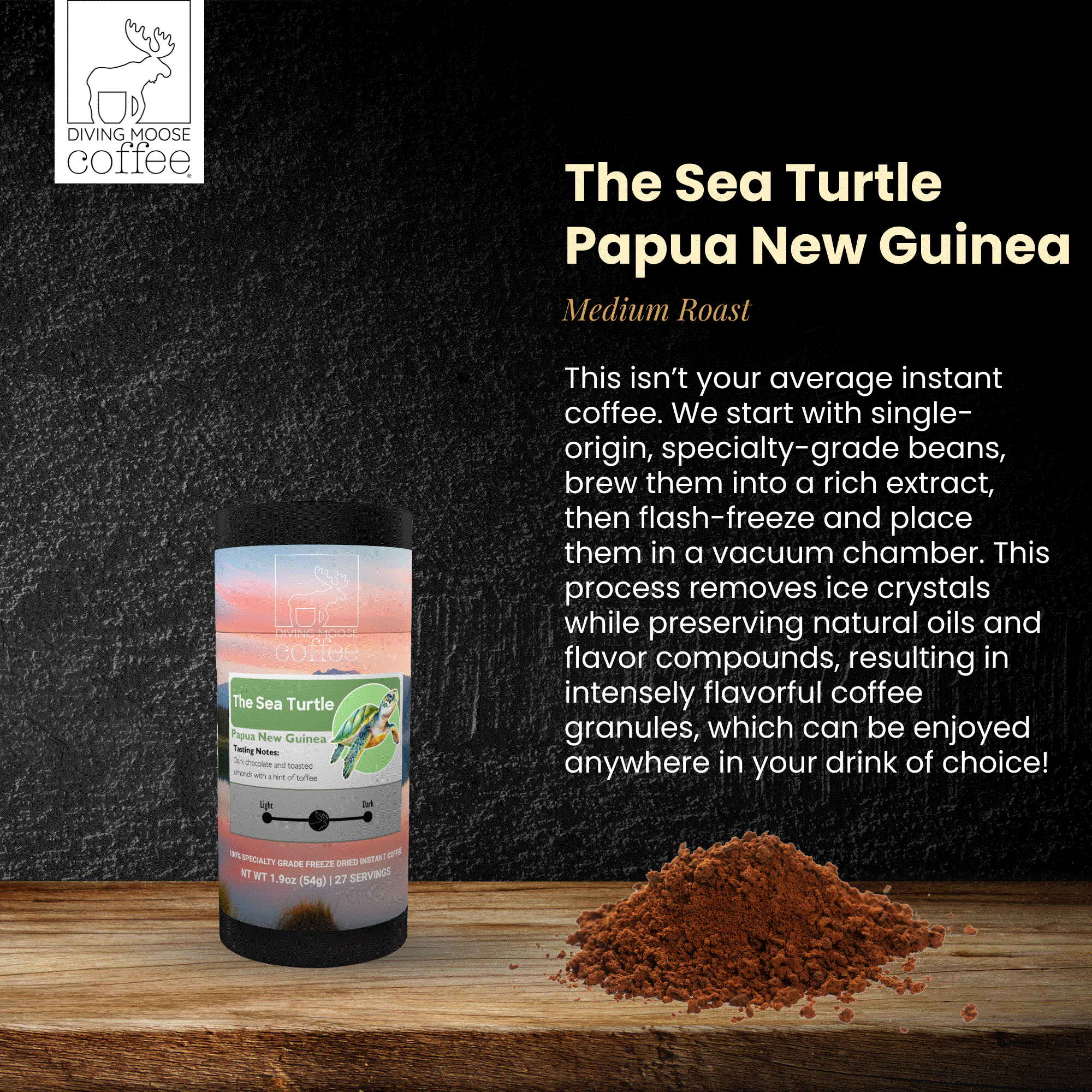 The Sea Turtle - Papua New Guinea Instant Freeze Dried Medium Roast (27 Servings)