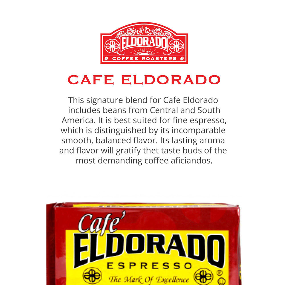 Espresso Ground Coffee - Café Eldorado 9 oz Brick (12-Pack) | Dark Roast Arabica Espresso