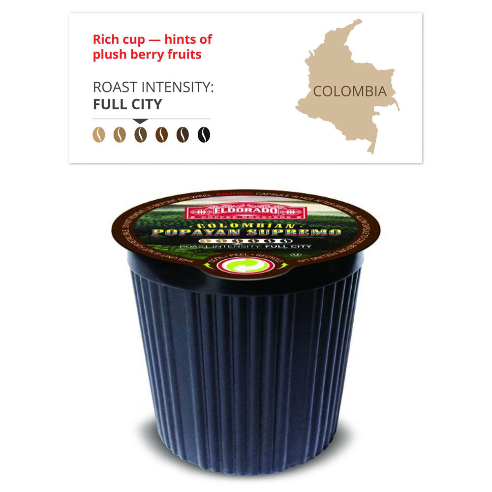 Eldorado Coffee Roasters K-Cup Single Serve Capsules Variety Pack 36 Breakfast Blend, Cafe Eldorado and Colombian Popayan Supremo