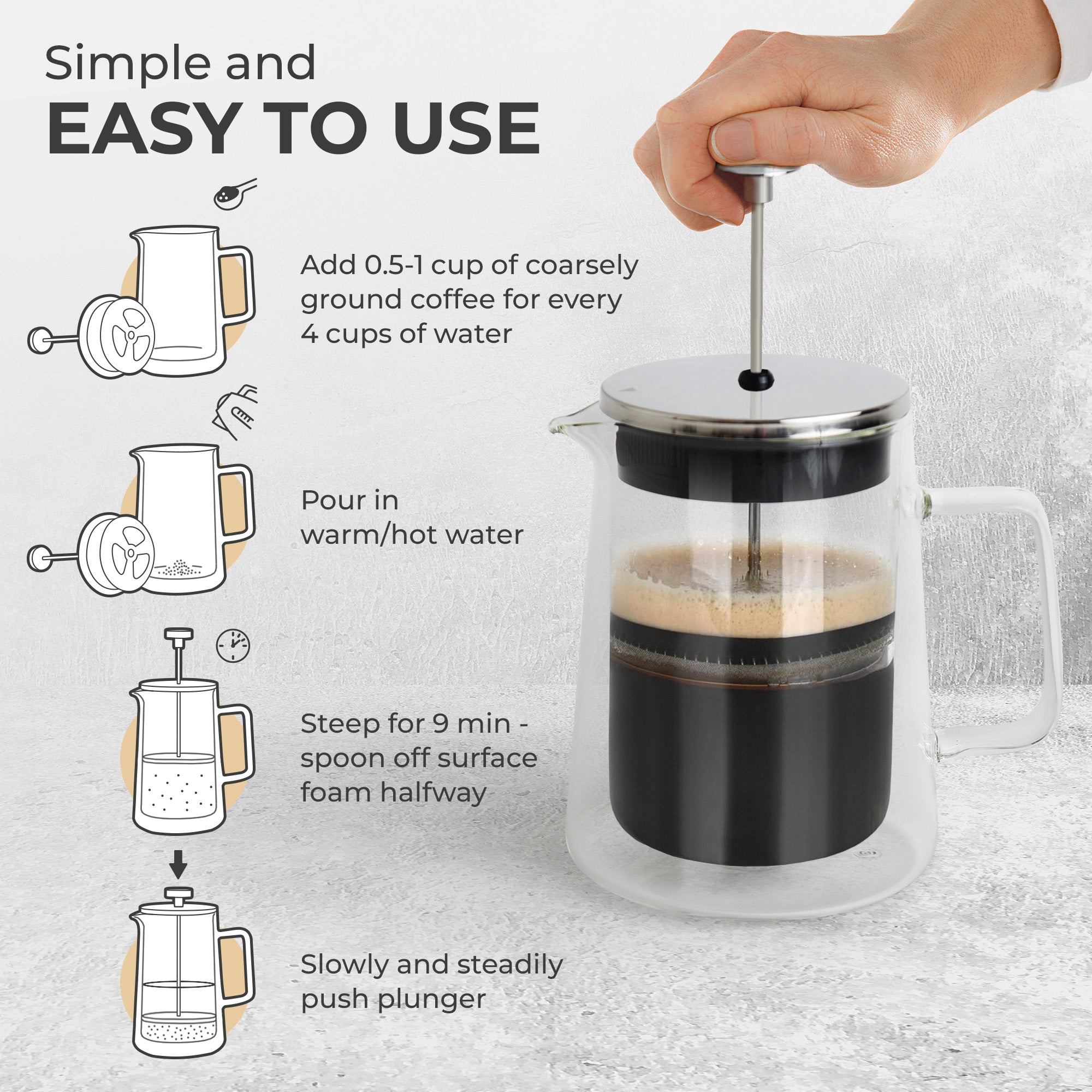 Glass French Press, KF1010