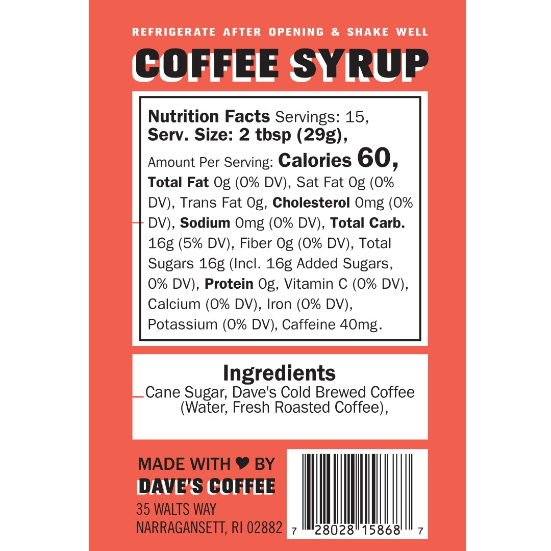 Dave's Original Rhode Island Coffee Milk Syrup (16oz)