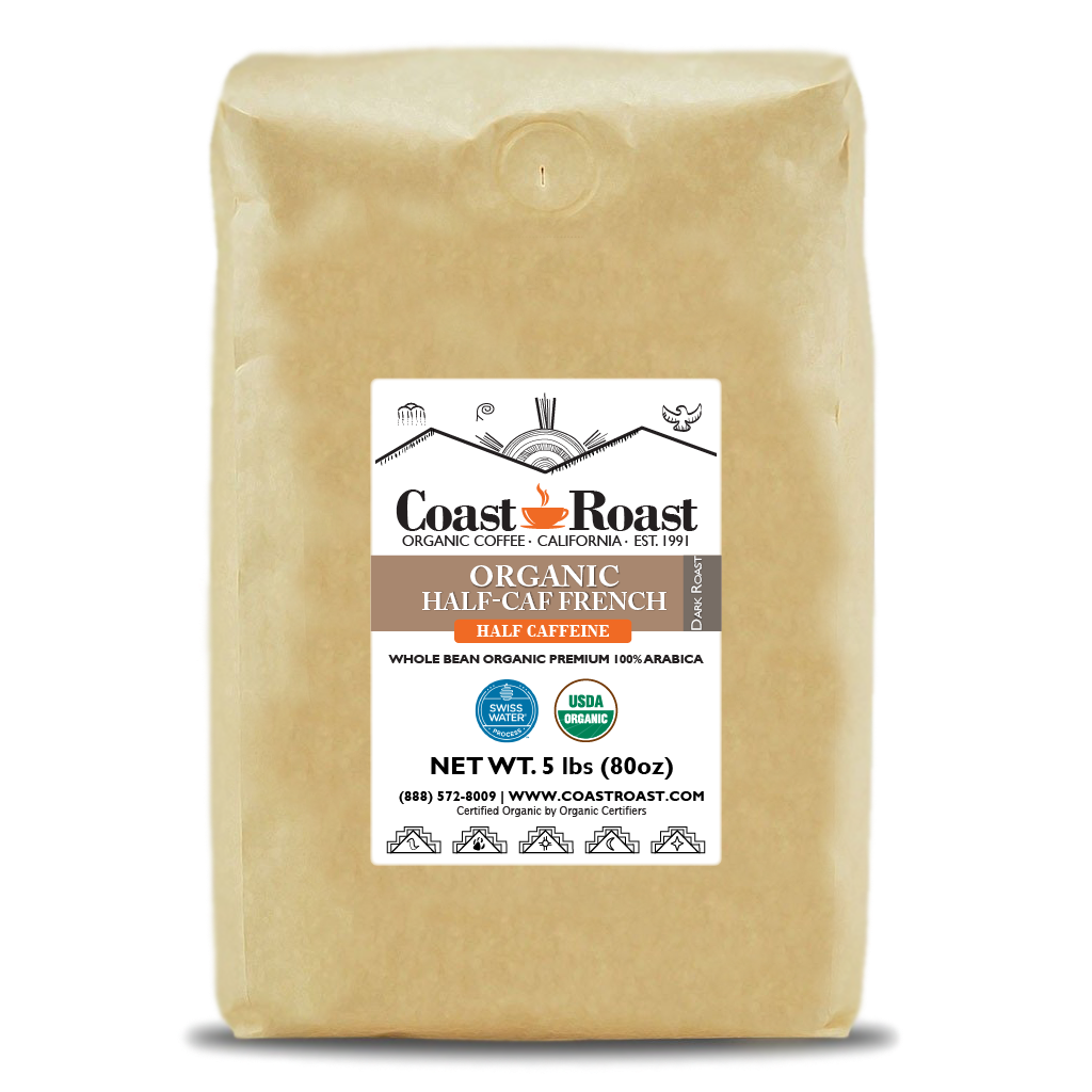 Organic Swiss Water Half-Caf French Whole Bean Coffee