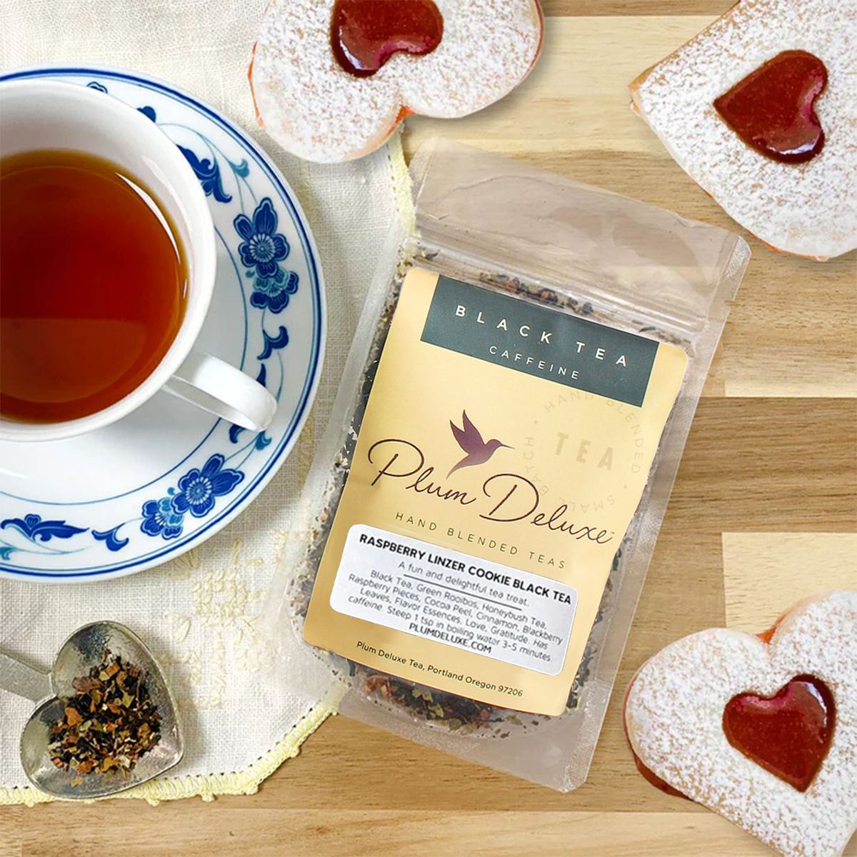 Raspberry Linzer Cookie Dessert Black Tea