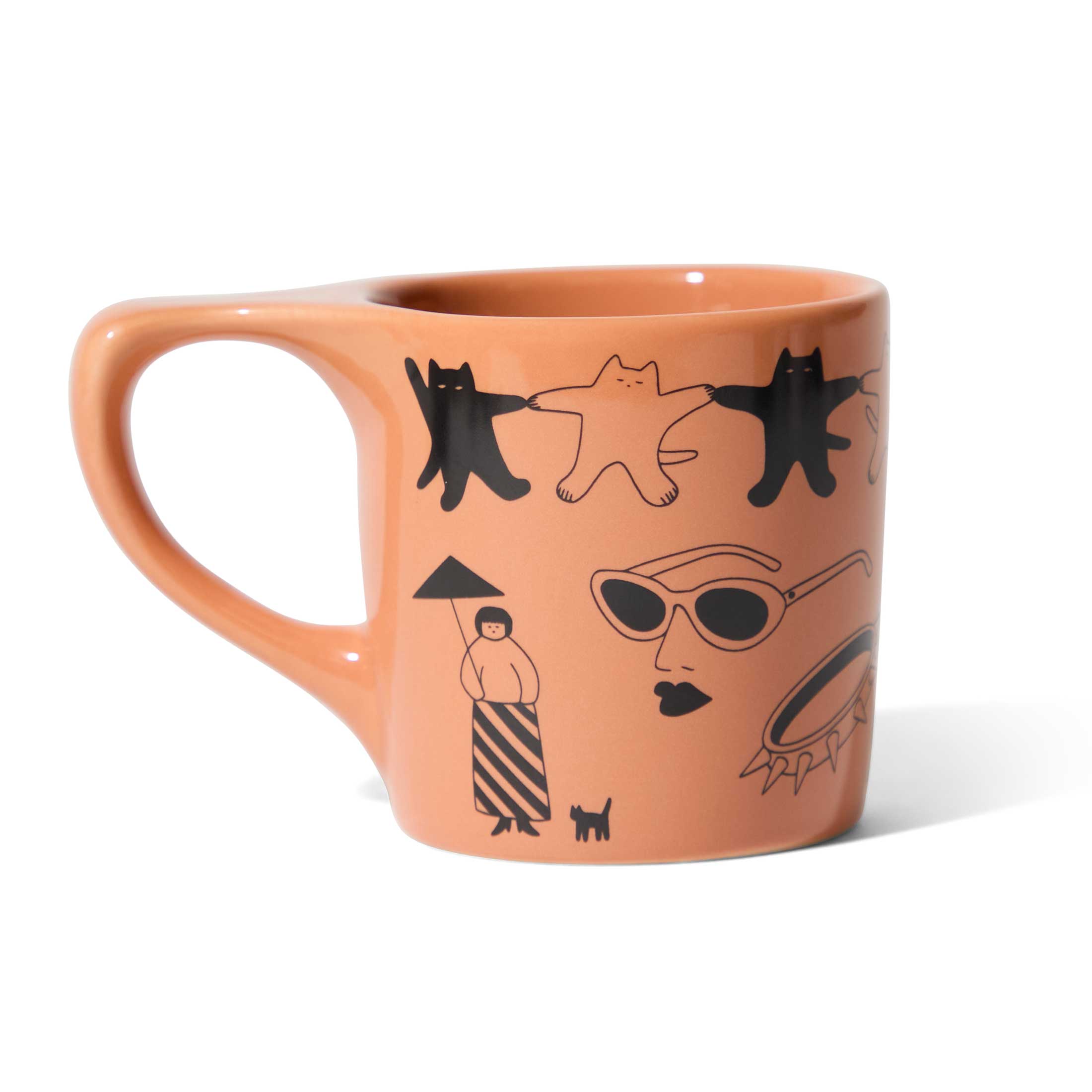 notNeutral x Katya Krasnova Lino Coffee Mug (10oz) - Cats & Tats Papaya