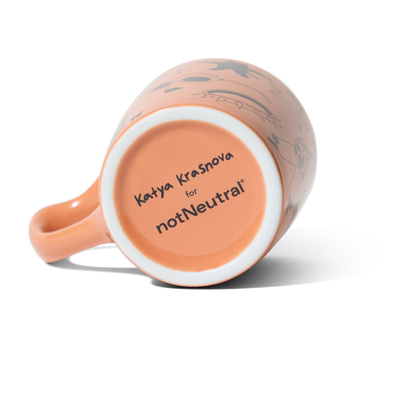 notNeutral x Katya Krasnova Lino Coffee Mug (10oz) - Cats & Tats Papaya