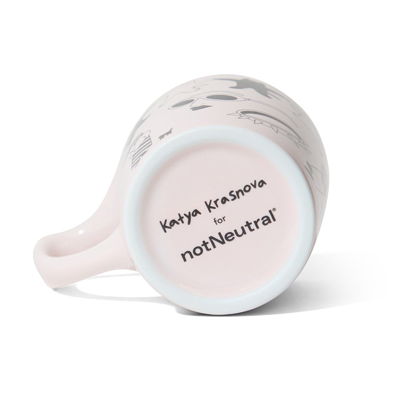 notNeutral x Katya Krasnova Lino Coffee Mug (10oz) - Cats & Tats Pink