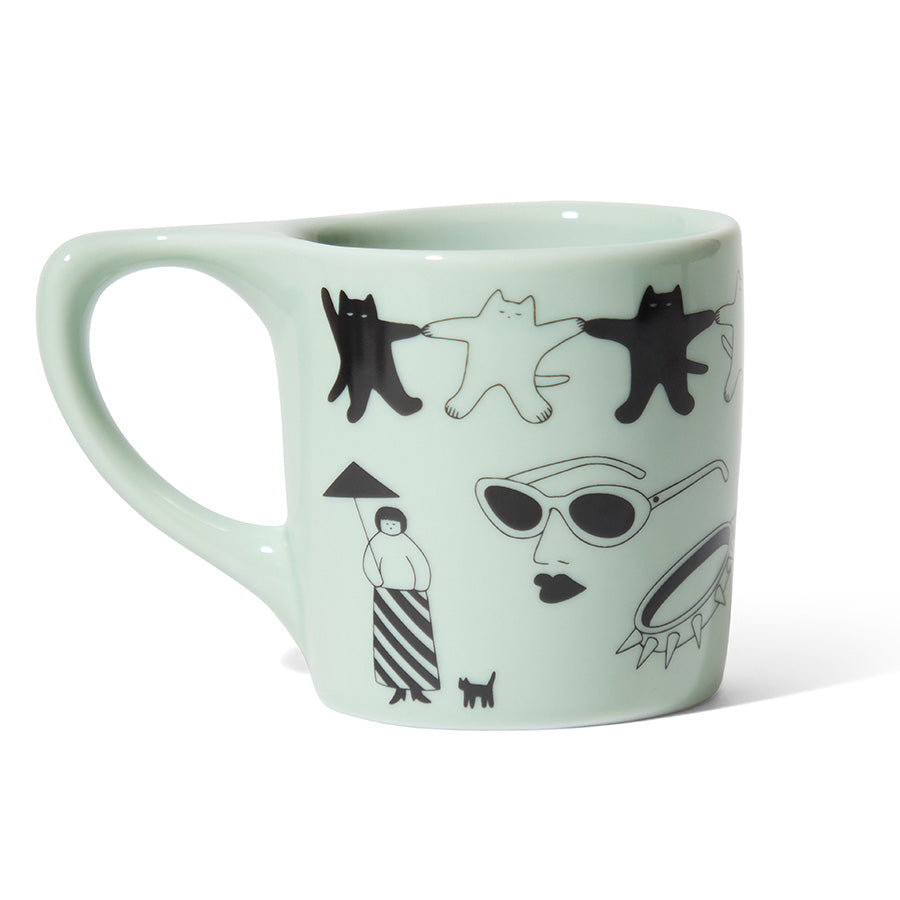 notNeutral x Katya Krasnova Lino Coffee Mug (10oz) - Cats & Tats Sage