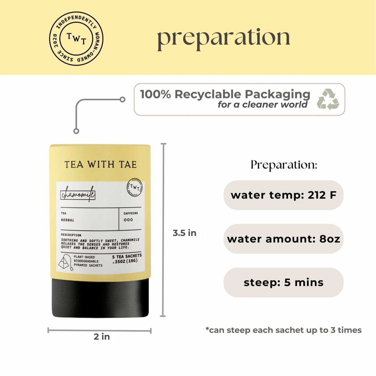 Chamomile Mini Tea Tube (5 tea bags)