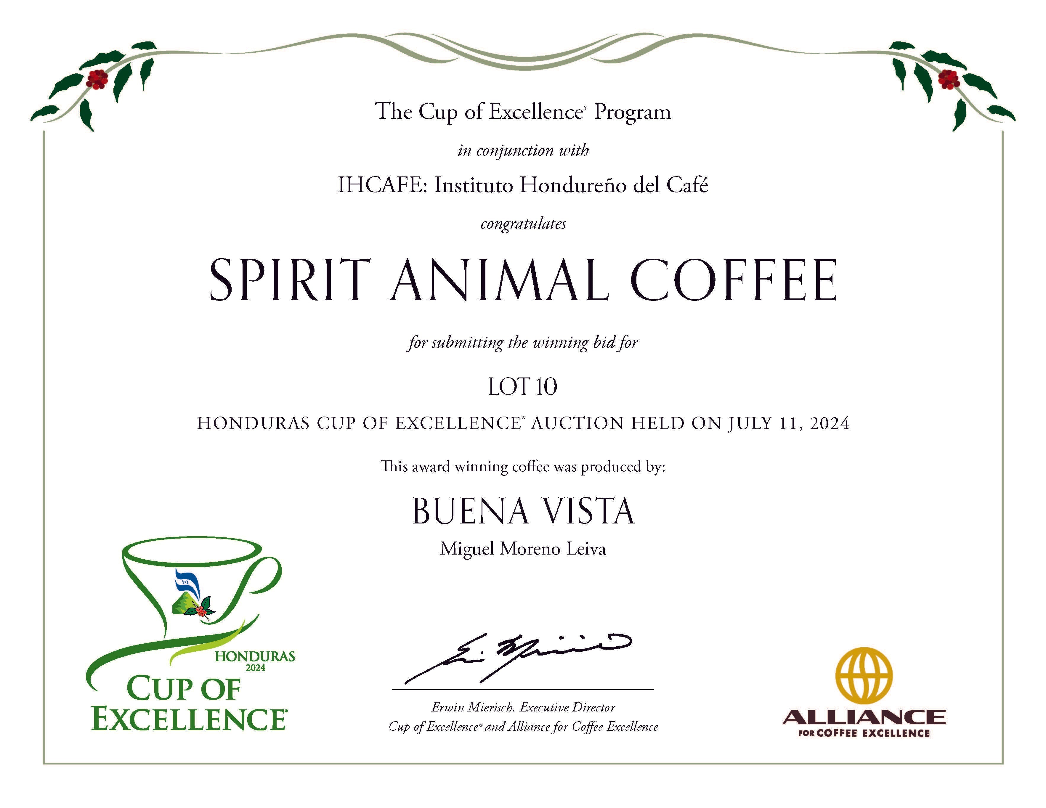 LAST FEW BAGS LEFT! Cup of Excellence Honduras Geisha (#10 Best)