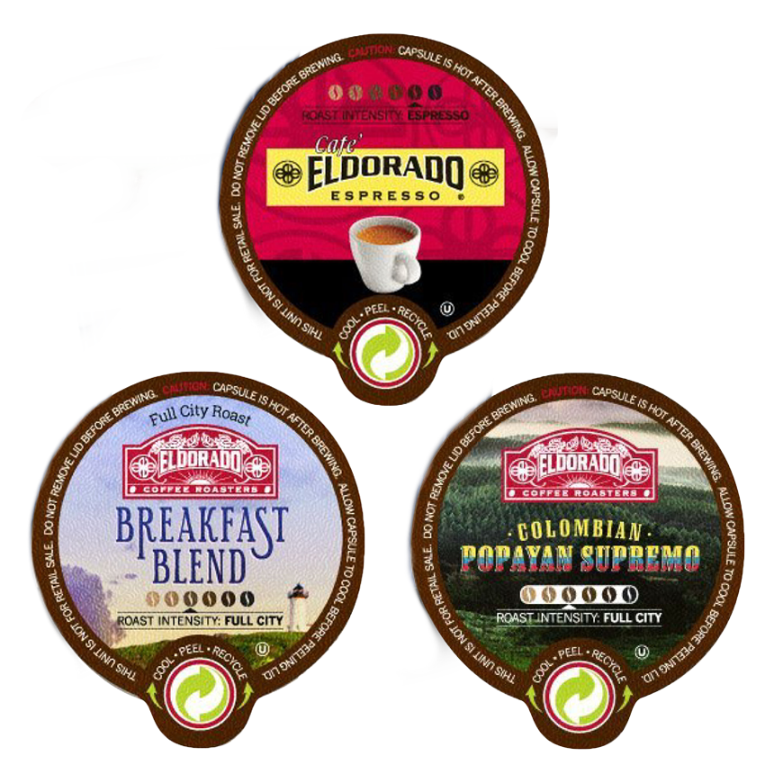 Eldorado Coffee Roasters K-Cup Single Serve Capsules Variety Pack 36 Breakfast Blend, Cafe Eldorado and Colombian Popayan Supremo