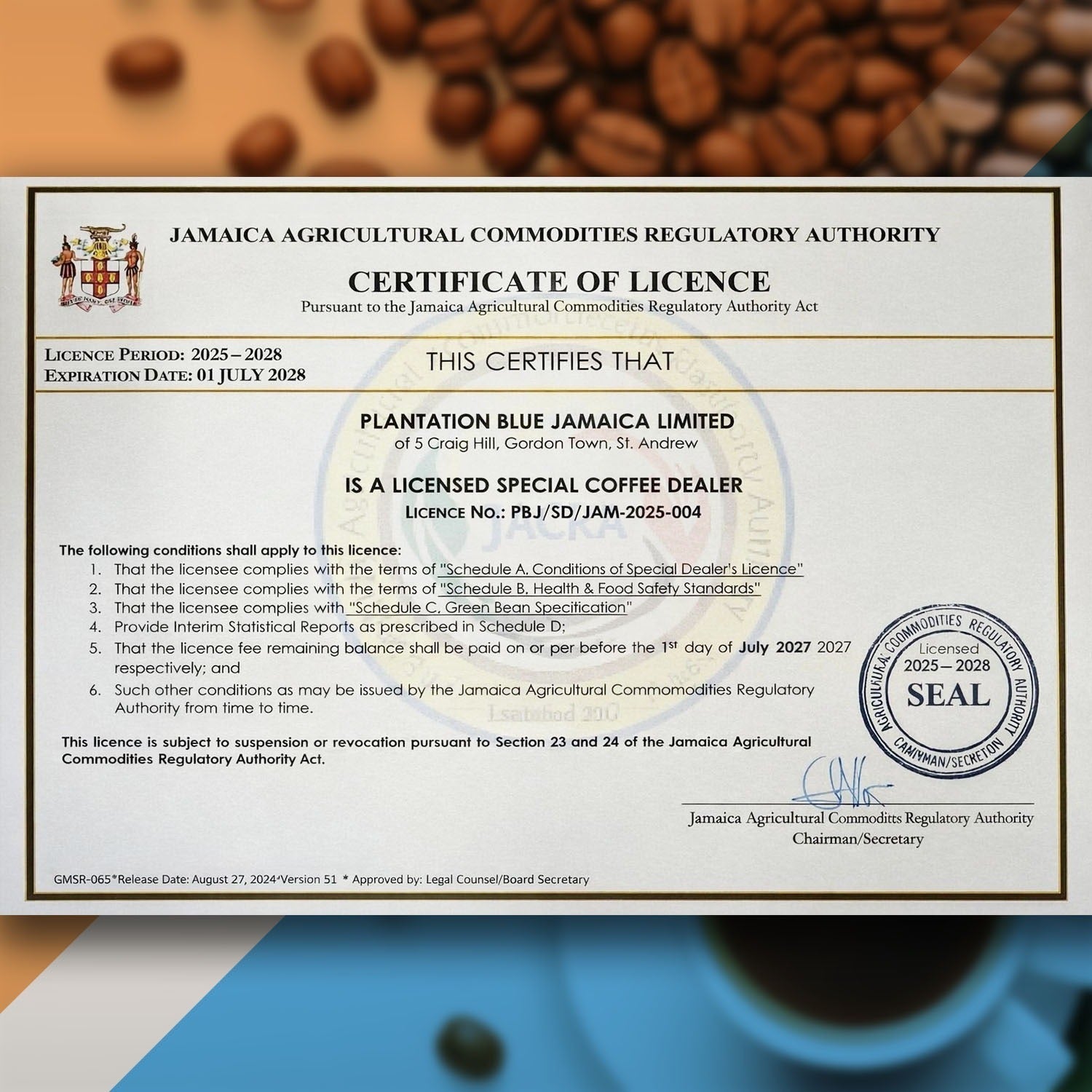 Plantation Blue 100% Jamaica Blue Mountain Coffee - Dark Roast - 8oz Ground