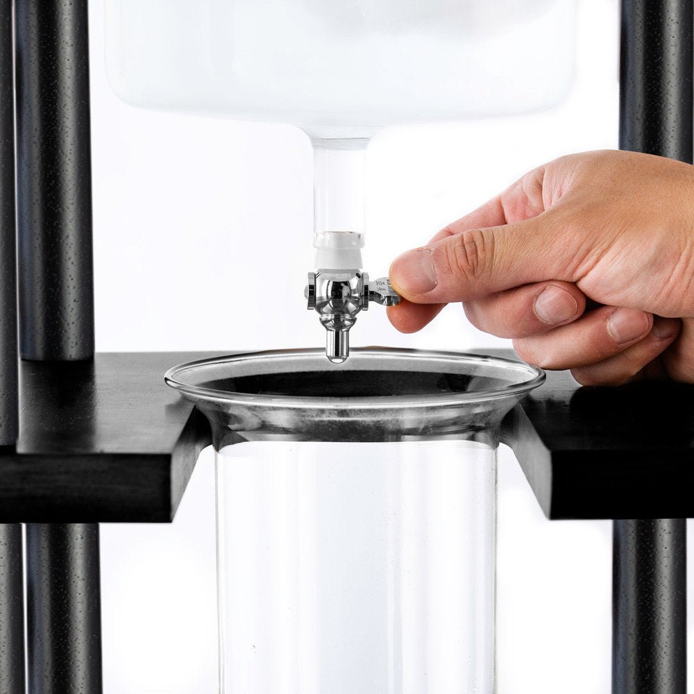 Yama Glass Cold Brew Tower – Black Straight Frame – 25 Cup (100 oz)